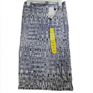 🎁 Women's Matty M Gray Geo Pull On Stretch Straight Pencil Midi Skirt XS,S,M